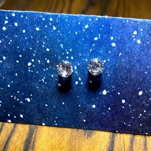 Silver crystal studs